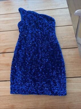 One-Shoulder Royal Blue Sequin Homecoming dress